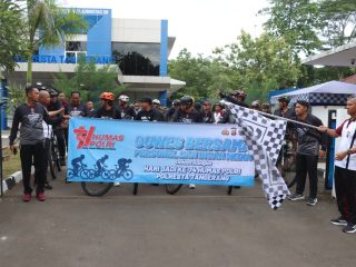 Hari Jadi ke-74 Humas Polri, Polresta Tangerang Gowes, Senam, dan Baksos Yatim Bareng Wartawan
